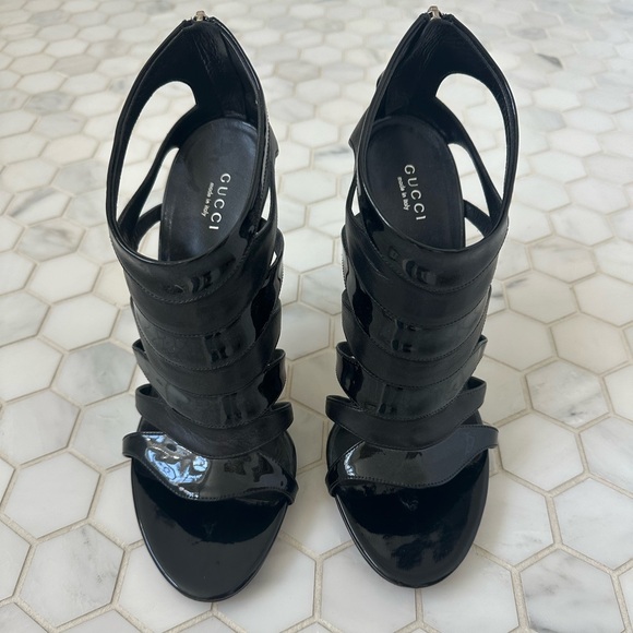 Gucci Patent Leather Caged Sandals - Picture 1 of 9